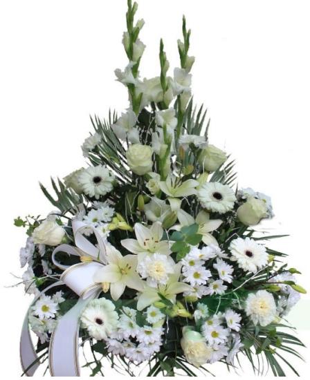 Centro funerario flor variada tono blanco